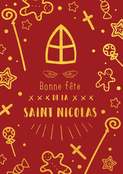 Carte festive de la Saint Nicolas dorée